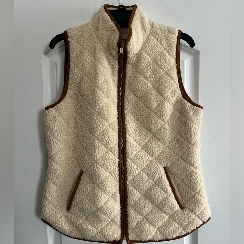 Old Navy Cream and Brown Quilted Sherpa Vest